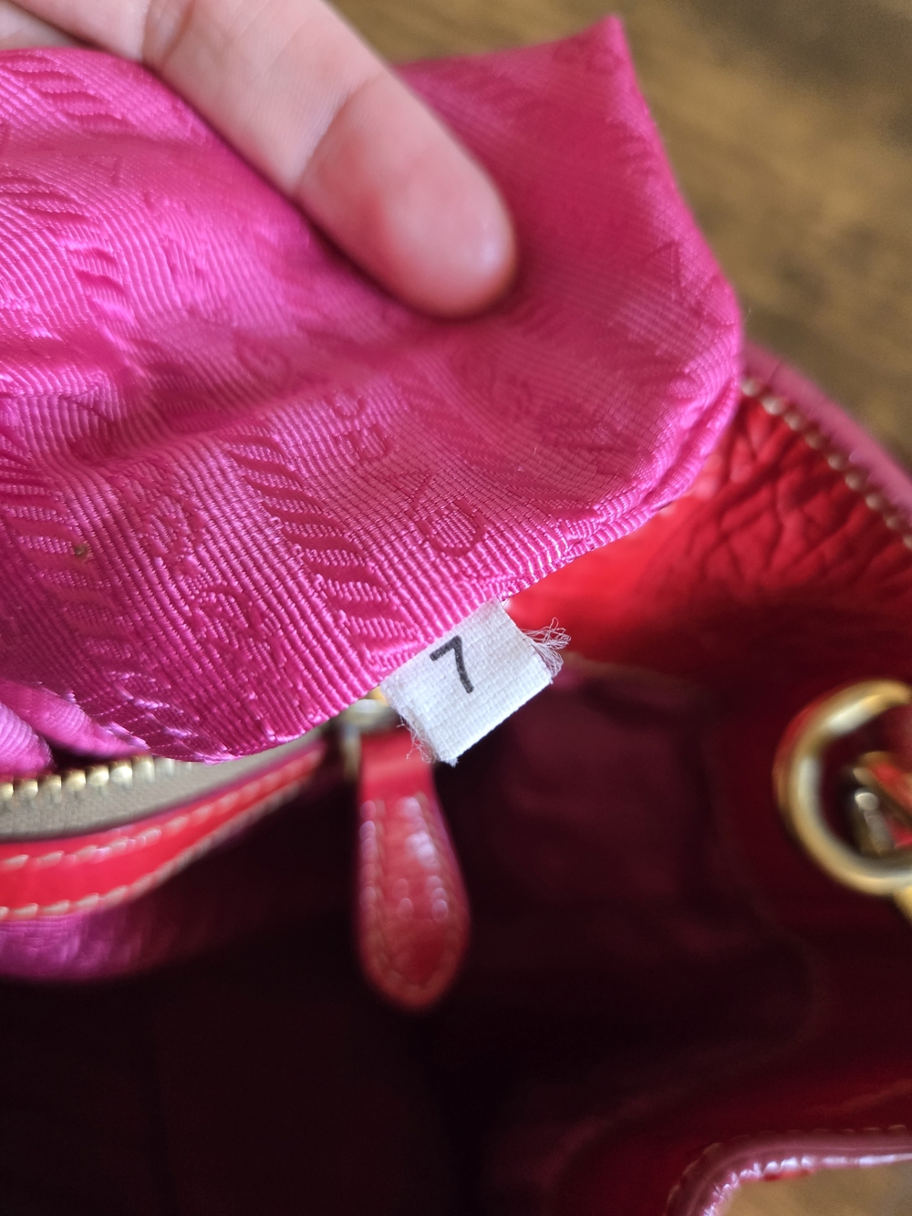 Prada Pink-Red Leather Shoulder Satchel with Gold Hardware - Picture 9 of 11